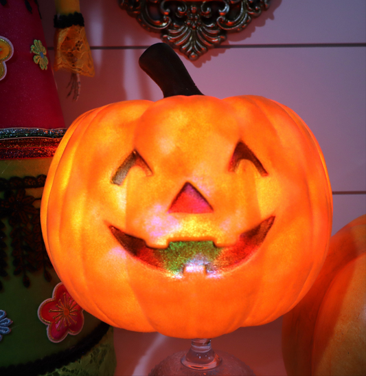 Flocked Jack-O-Lantern w Revolving Lights