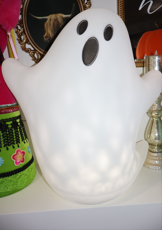 Flocked Ghost w/ Revolving Lights
