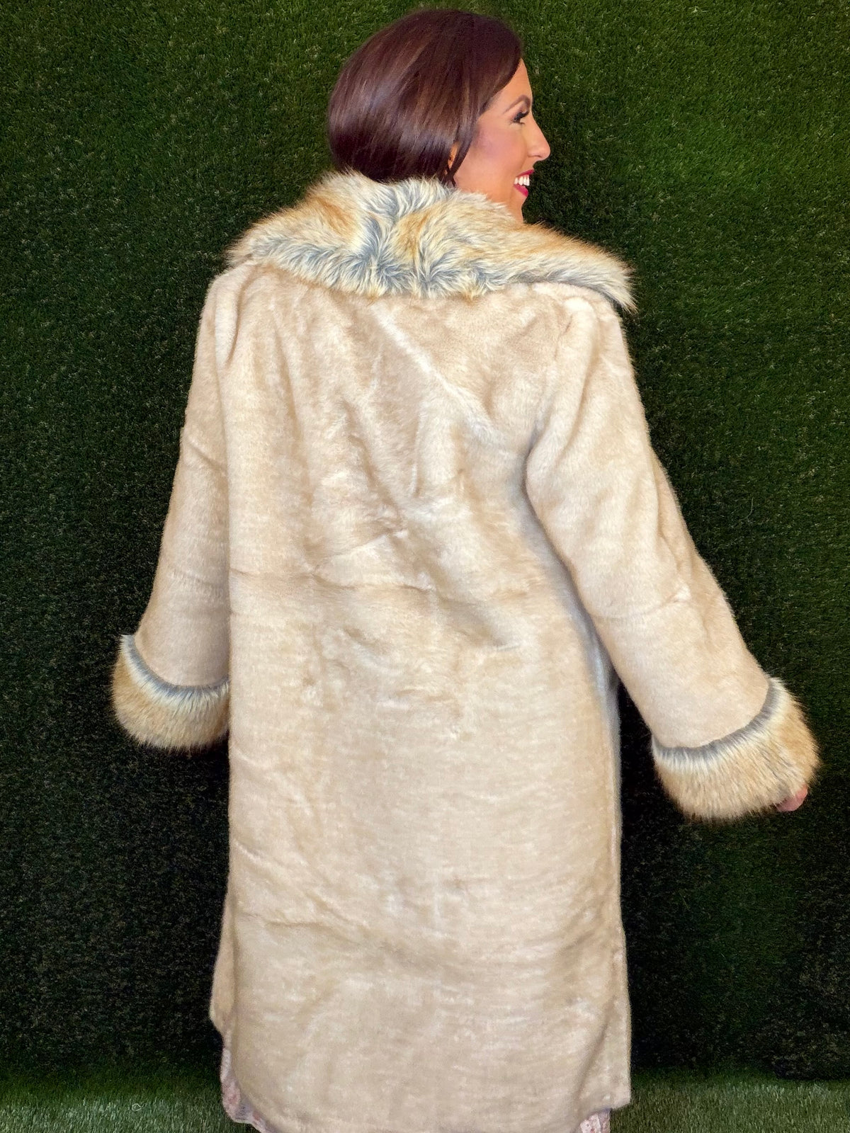 Sahara Faux Fur Coat - Sand
