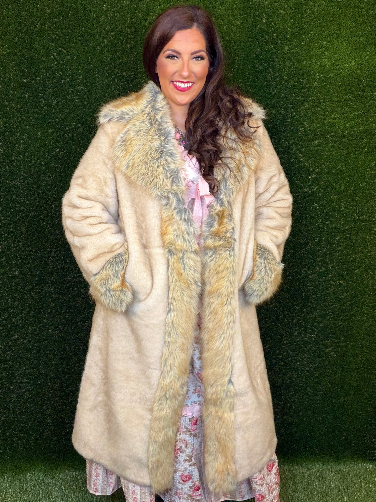 Sahara Faux Fur Coat - Sand