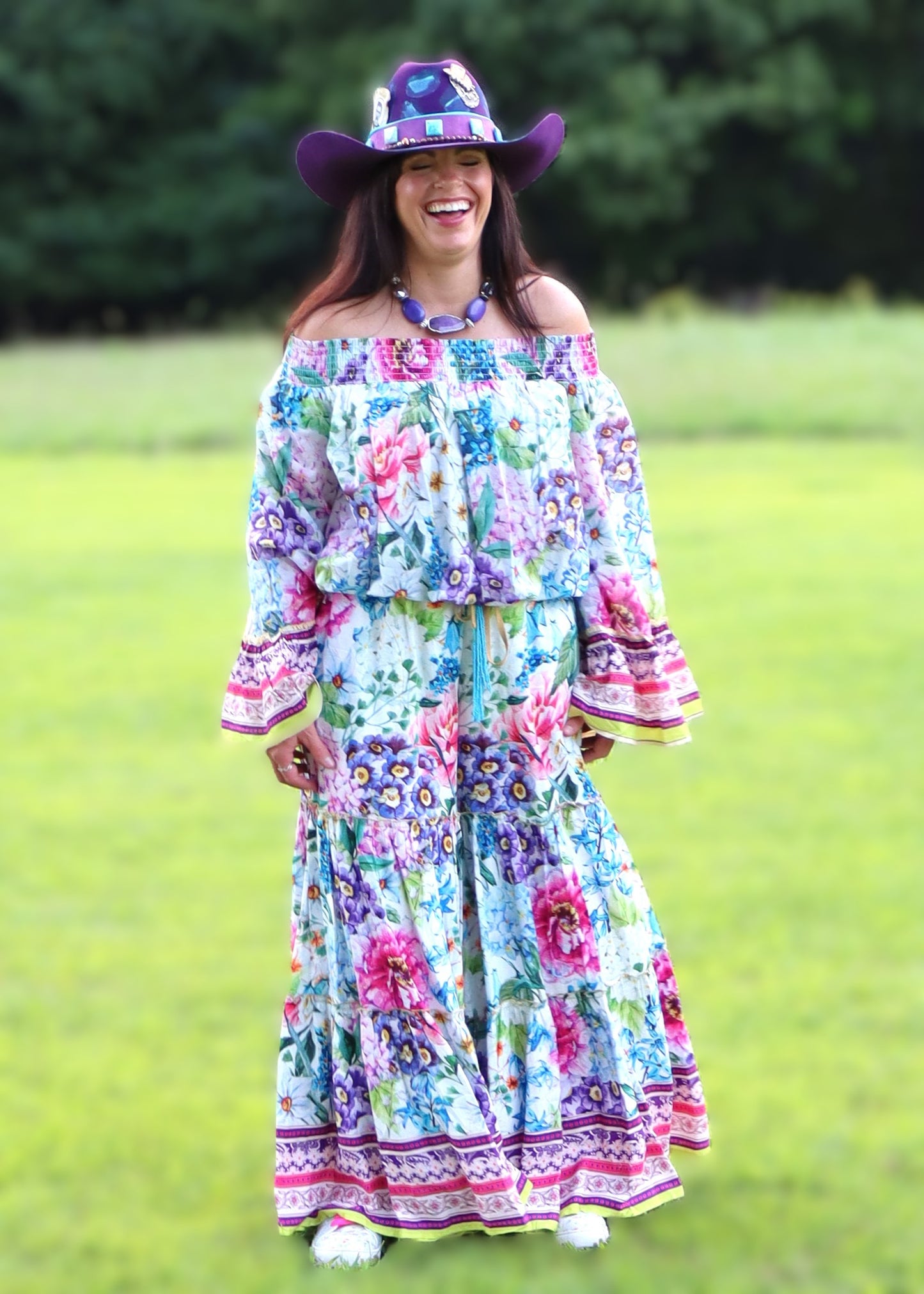 Ibiza Floral Off The Shoulder Blouse