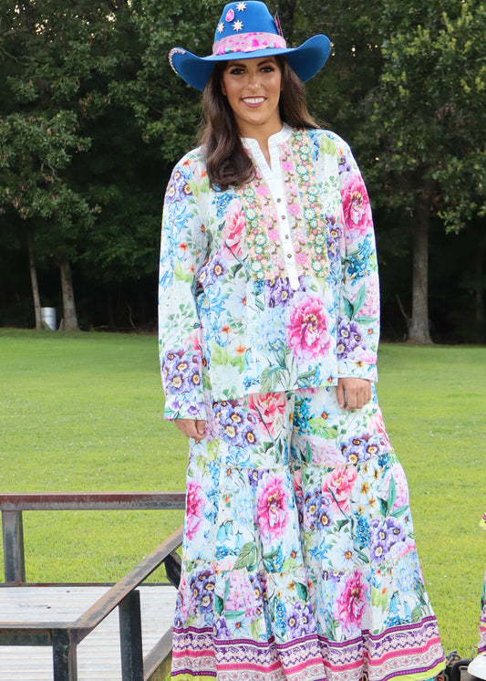 Ibiza Embroidered Blouse - Floral