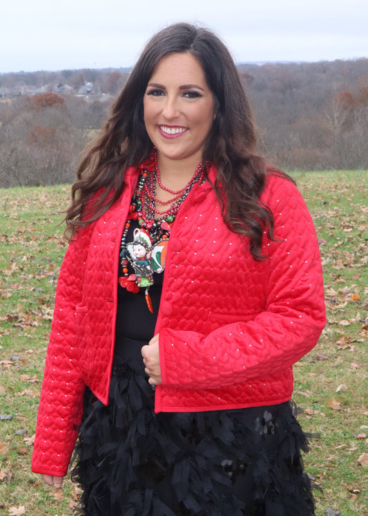 It Must Be Love Quilted Jacket - Red