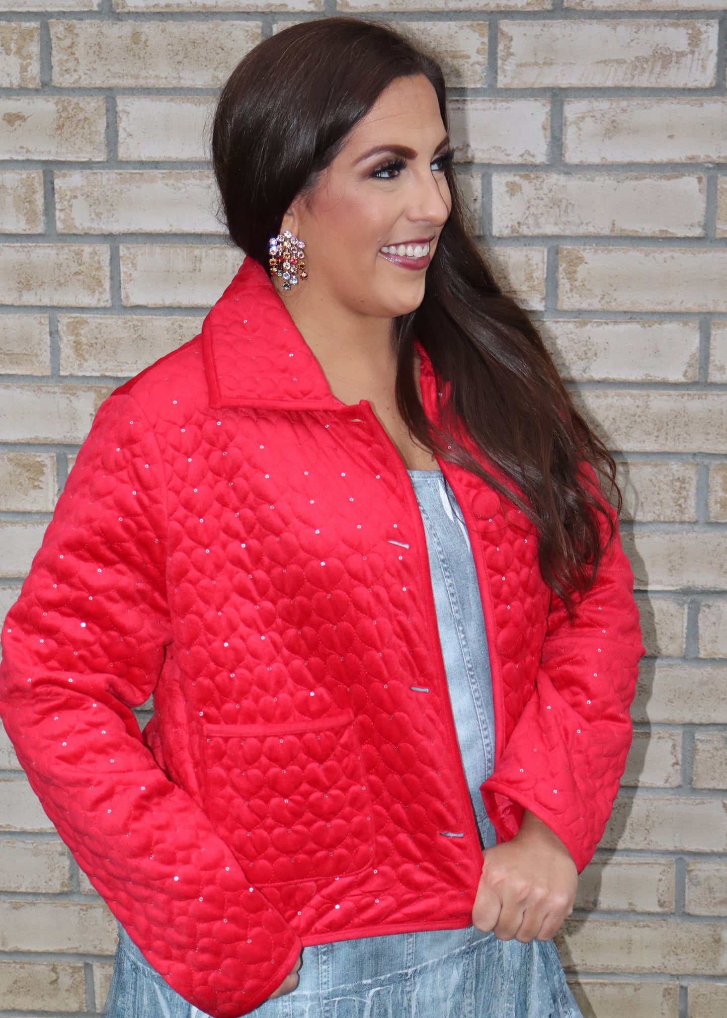 It Must Be Love Quilted Jacket - Red