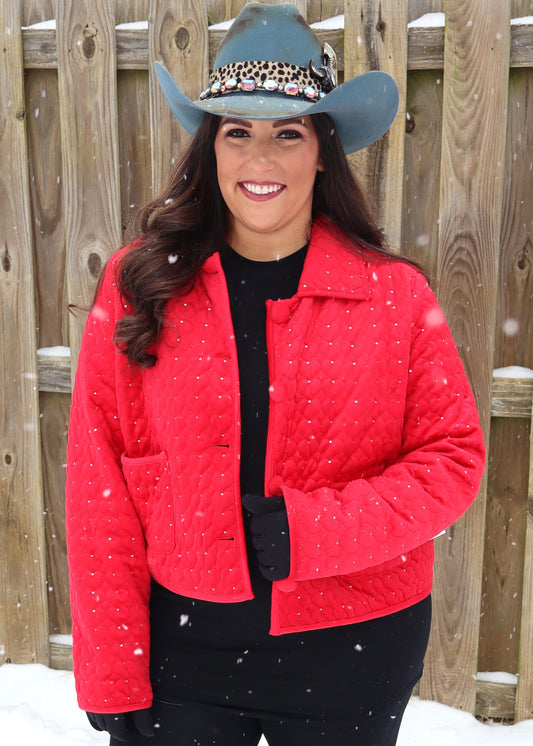 It Must Be Love Quilted Jacket - Red