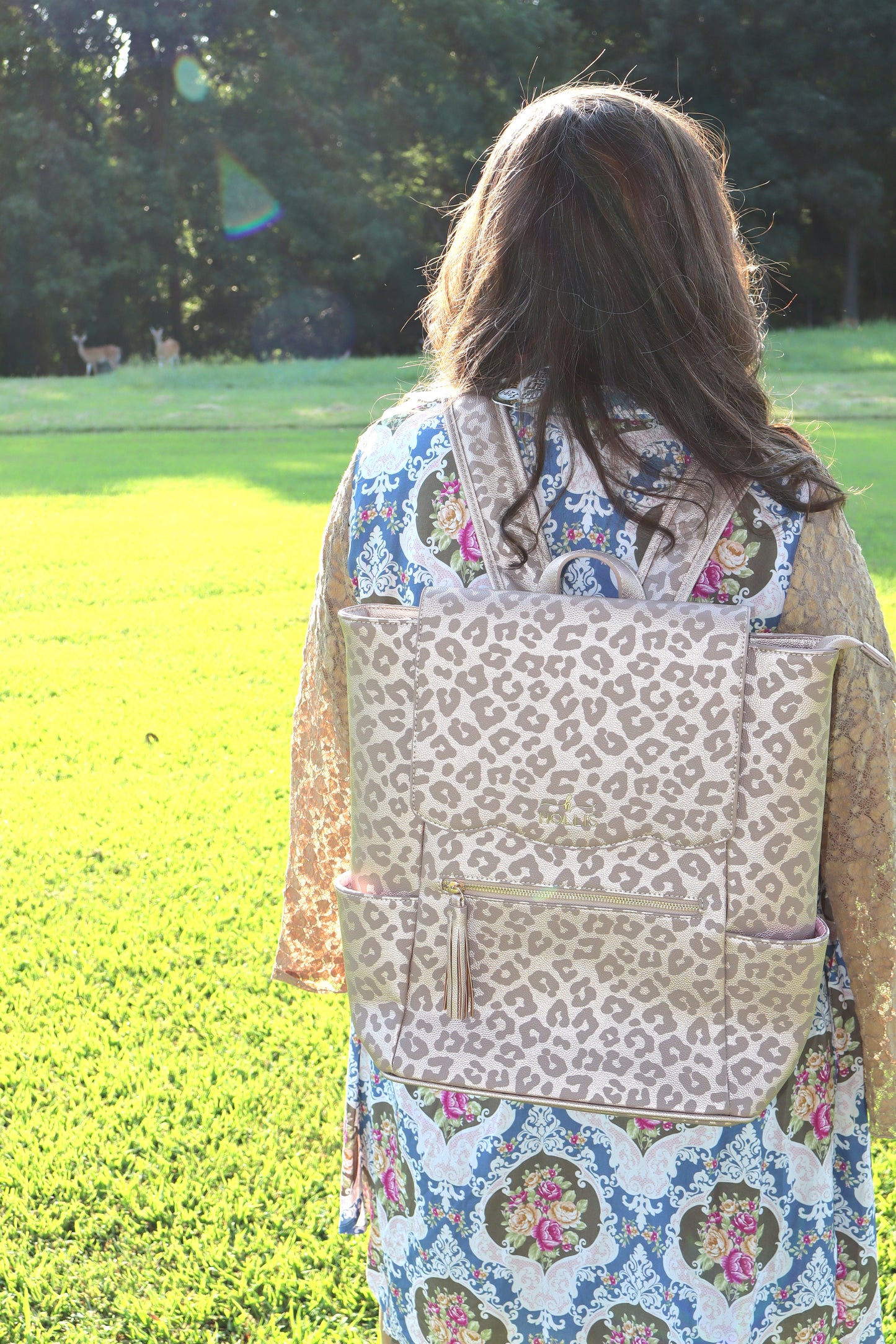 Leopard Frilly Full Size Backpack