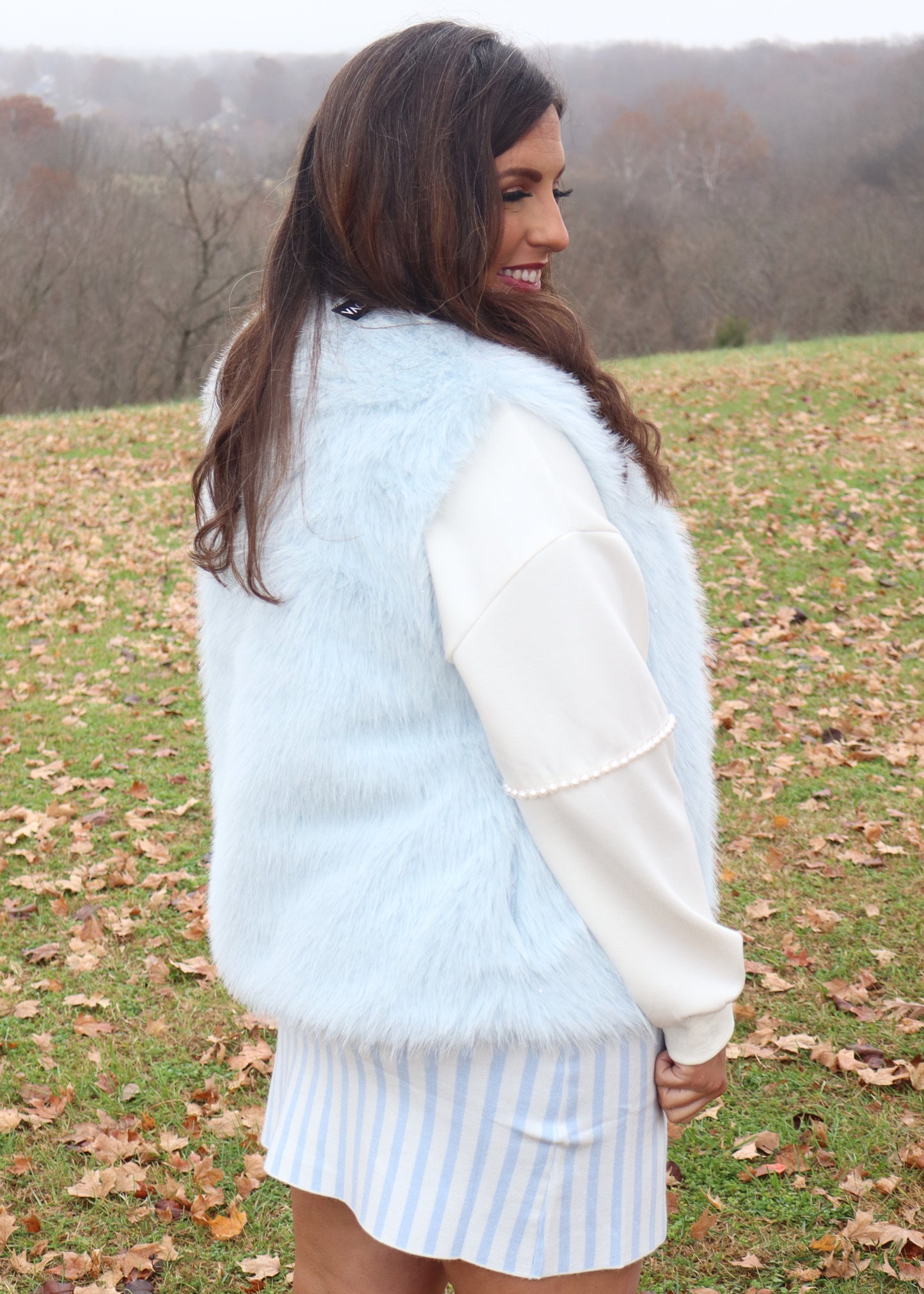 Let Them Talk Fur Sparkle Vest - Blue