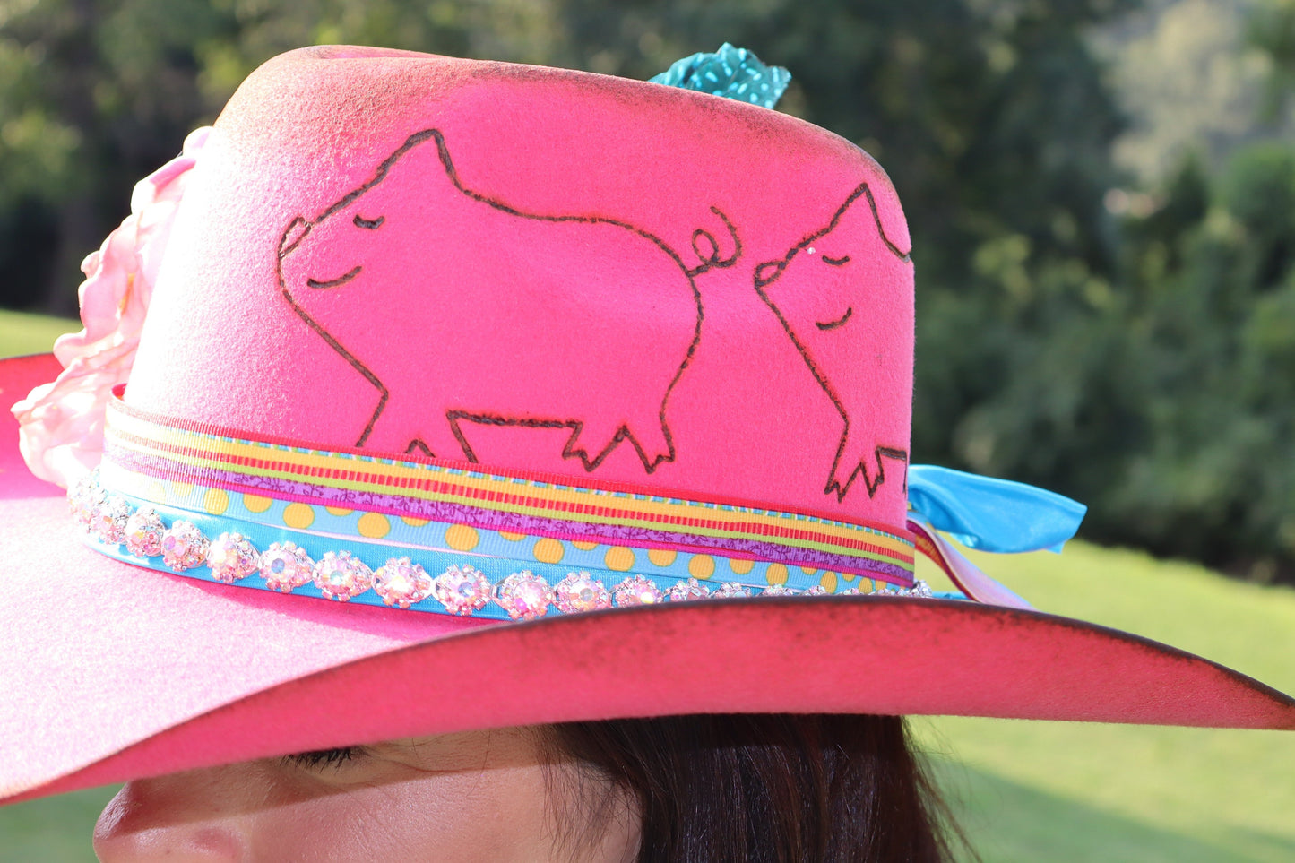 Let's Be The Fairytale Piggies Cowboy Hat - Pink - Size Medium