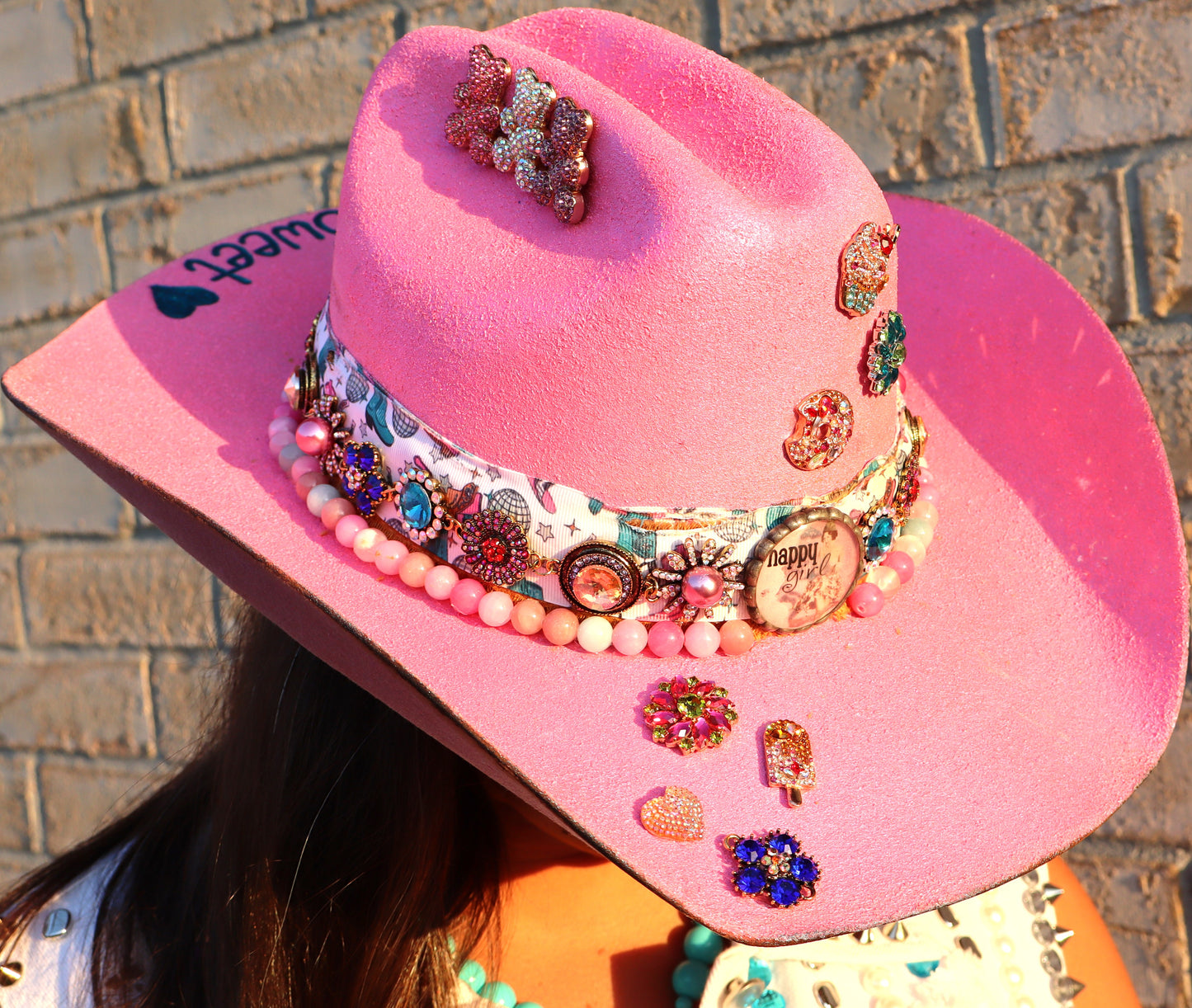 Life Is Sweet Neon Pink Cowboy Hat - Size Large