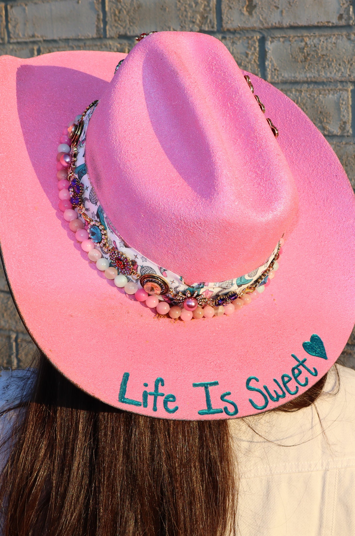 Life Is Sweet Neon Pink Cowboy Hat - Size Large