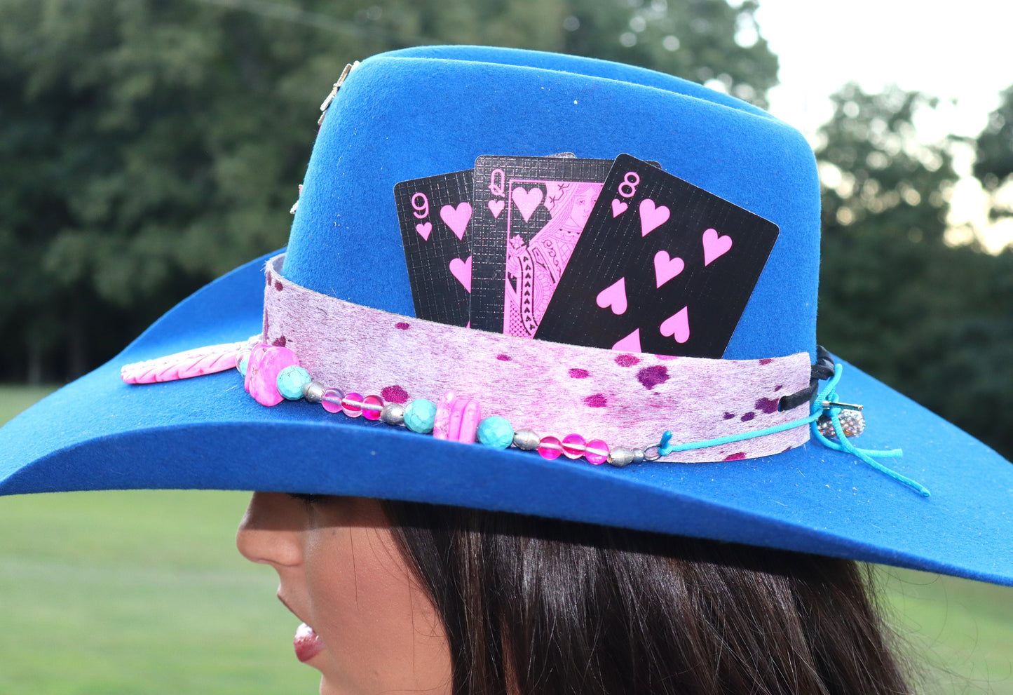 Light As A Feather Cowboy Hat - Royal Blue/Hot Pink - Size 7 1/4