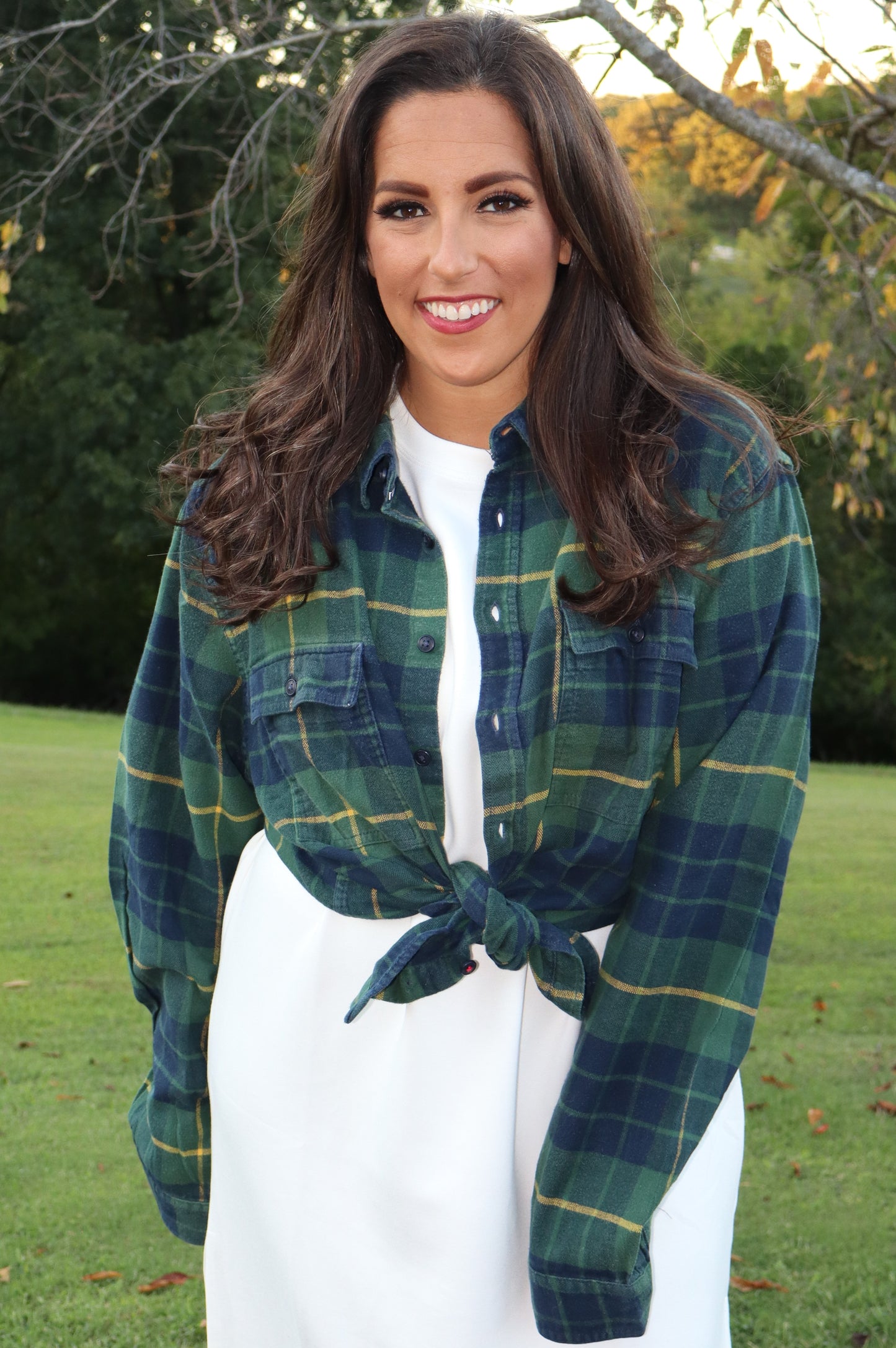 Long Story Short Flannel - Green/Navy Combo