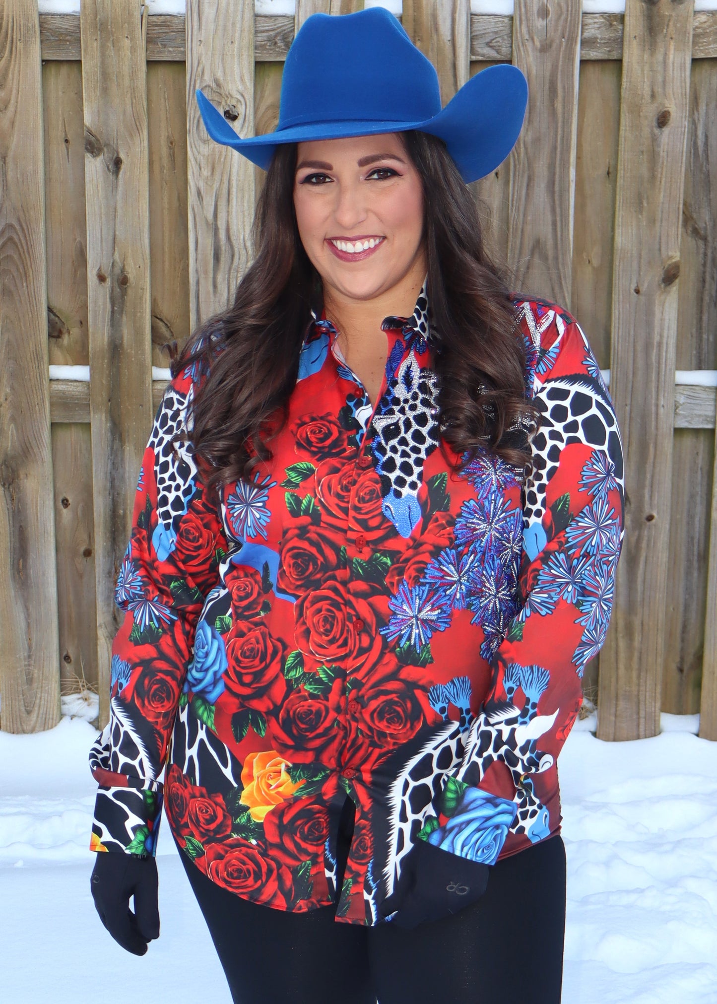 Majestic Rosy Giraffe Button-Up Shirt