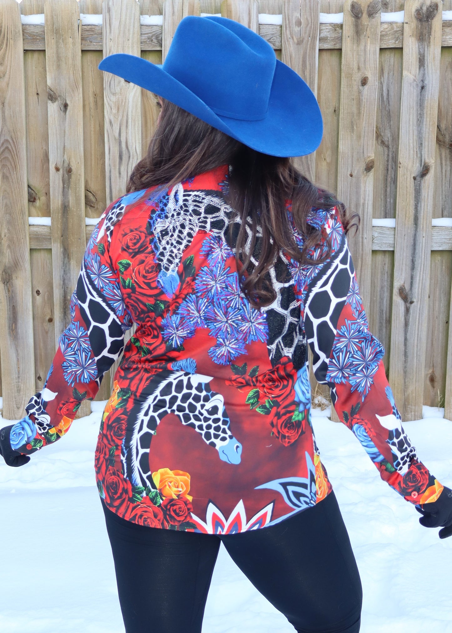 Majestic Rosy Giraffe Button-Up Shirt