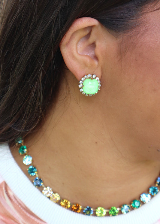 Mega Studs in POP Antique Gold - Neon Green