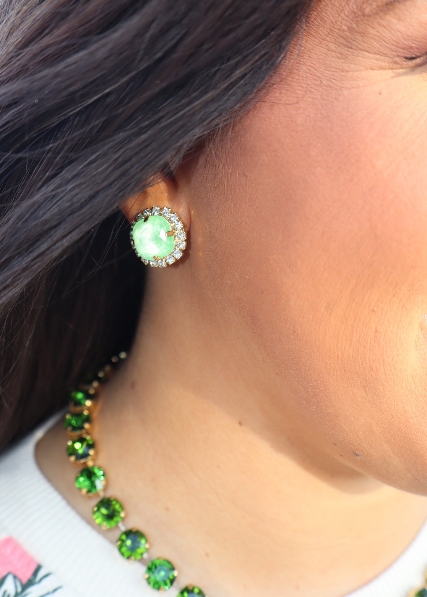 Mega Studs in POP Antique Gold - Neon Green