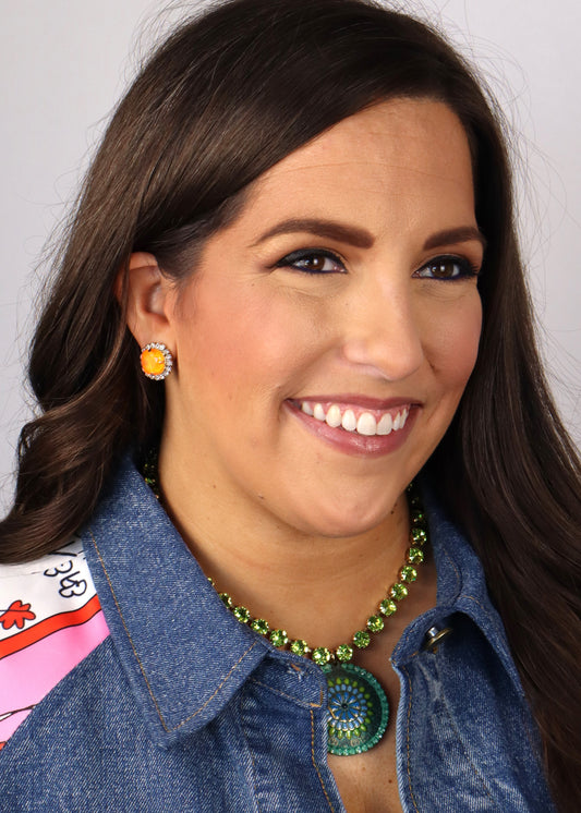 Mega Studs in POP Antique Gold - Neon Orange