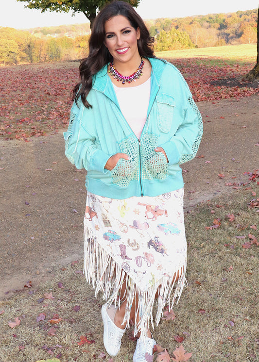 Wild West Suede Fringe V-Skirt