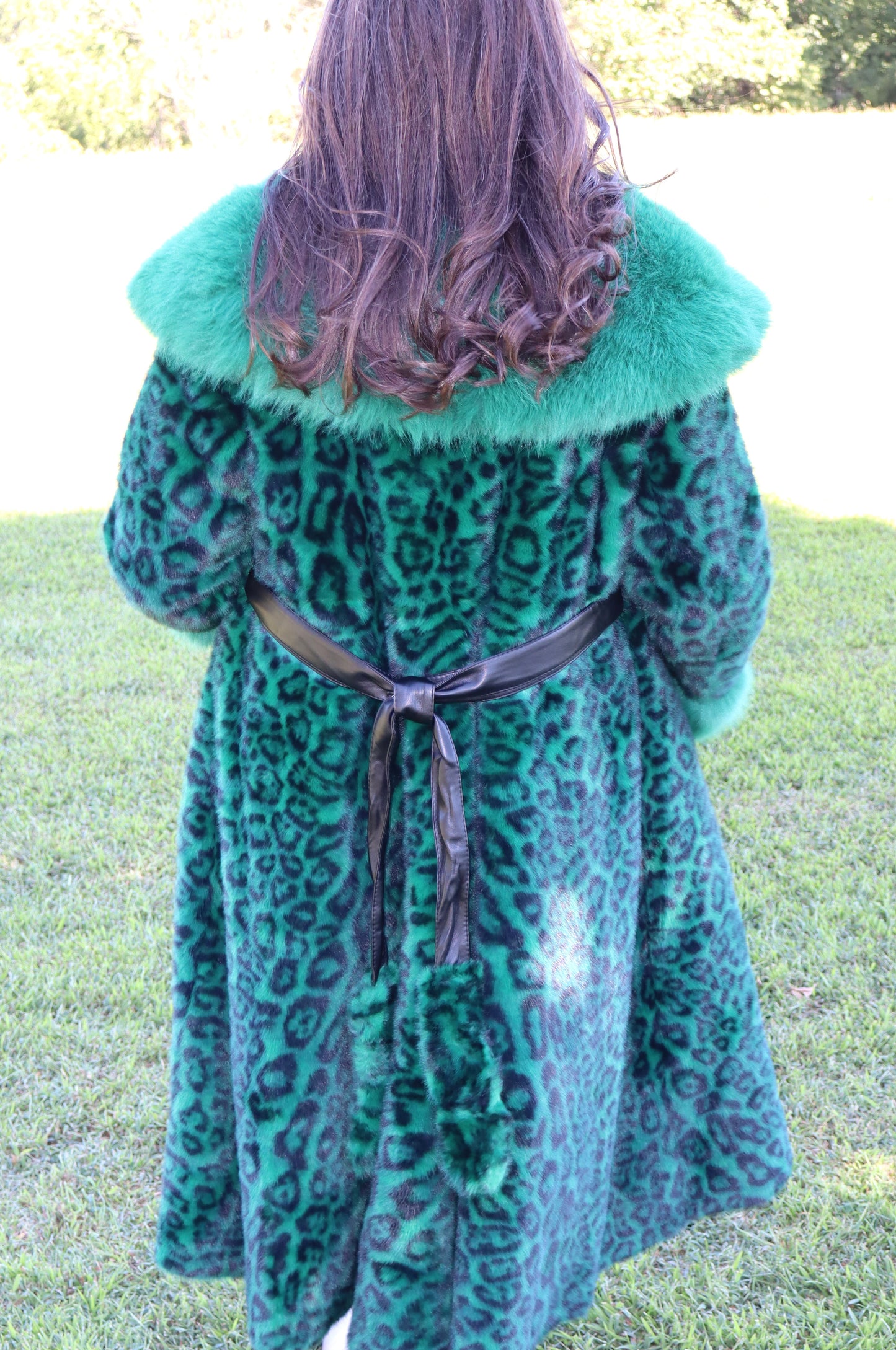 Miss Hannigan Emerald Green Leopard Coat