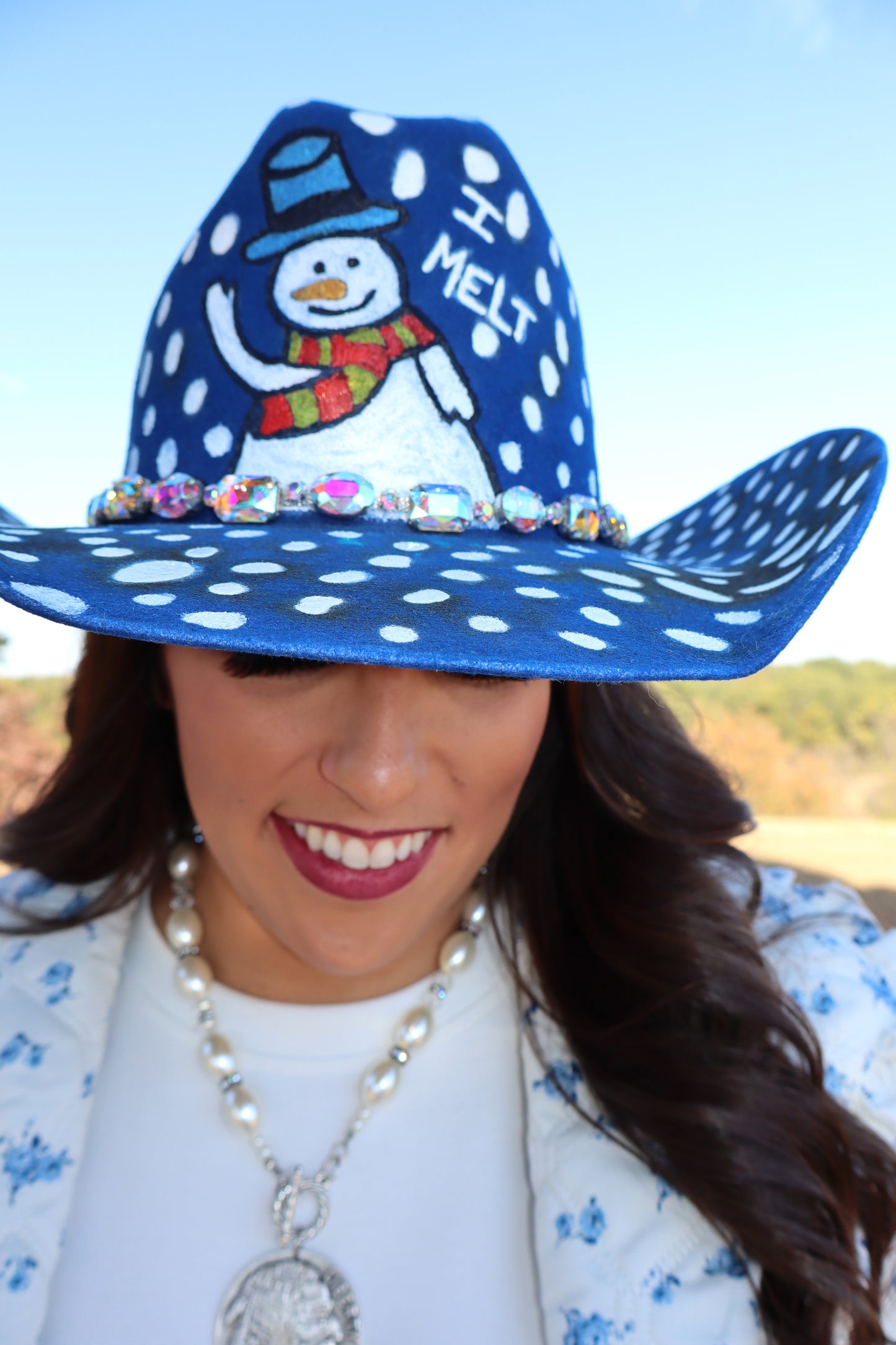 Mr. Snowman Cowboy Hat - Royal Blue - Size Large