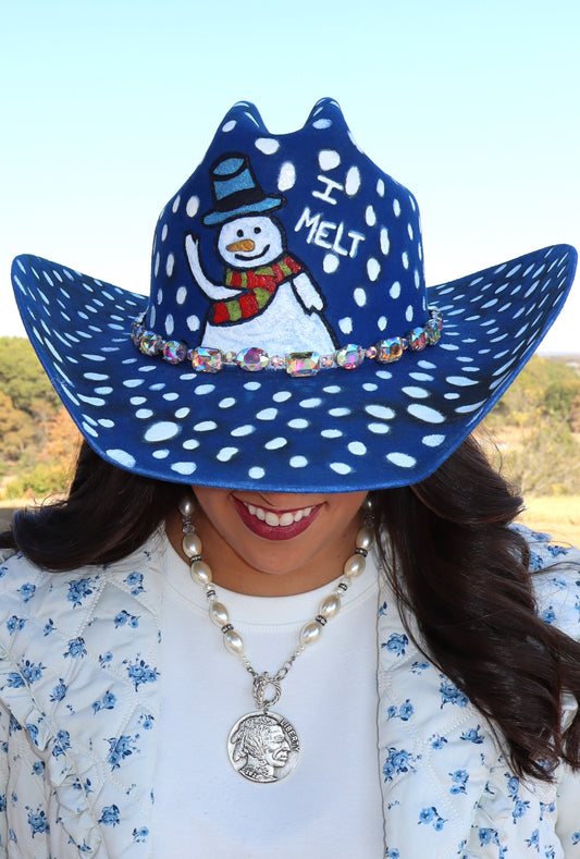 Mr. Snowman Cowboy Hat - Royal Blue - Size Large