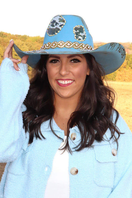 My Cows, My Pasture - Sky Blue Cowboy Hat - Size Large