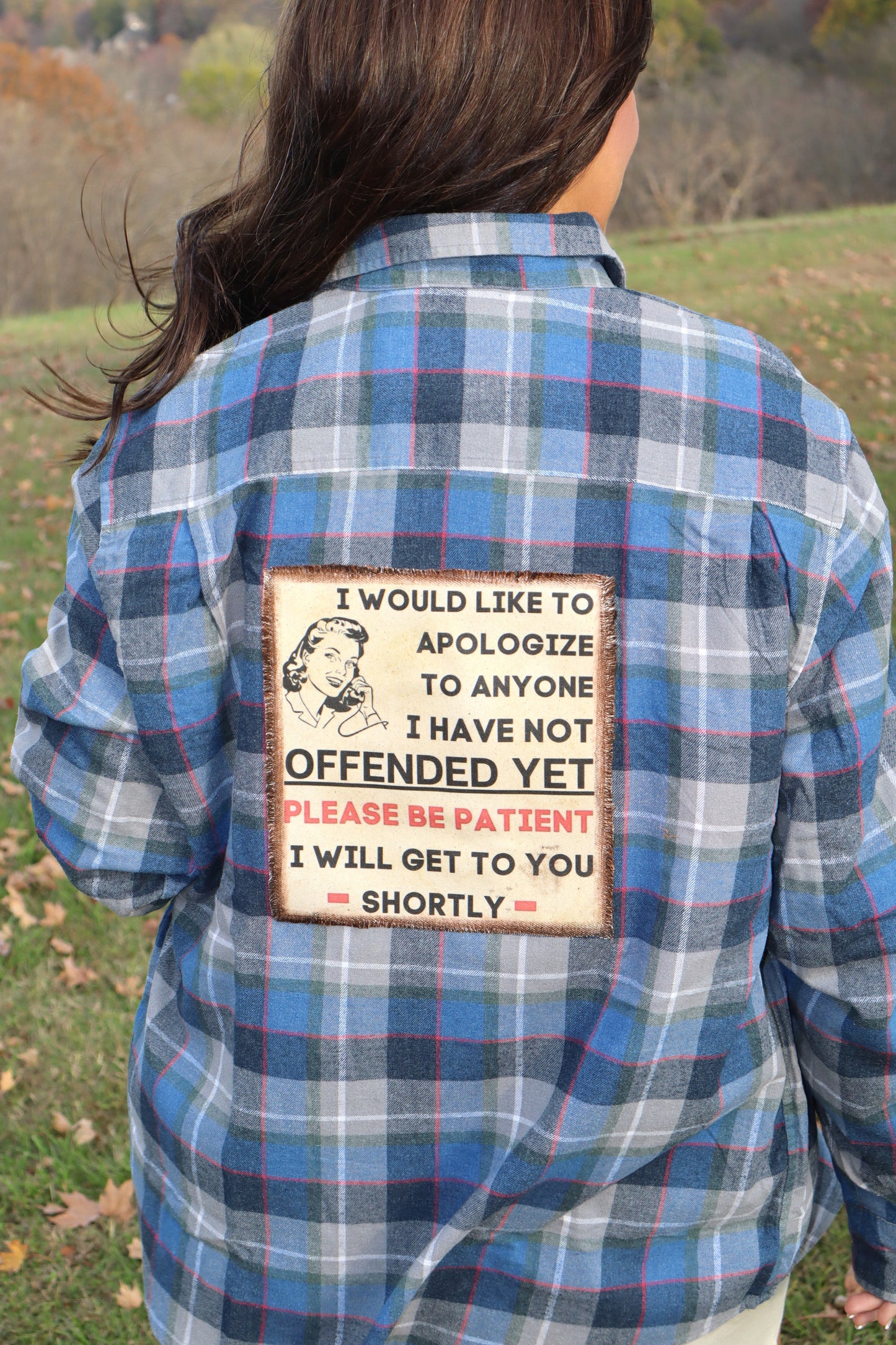 Not Offended Yet Flannel - Blue