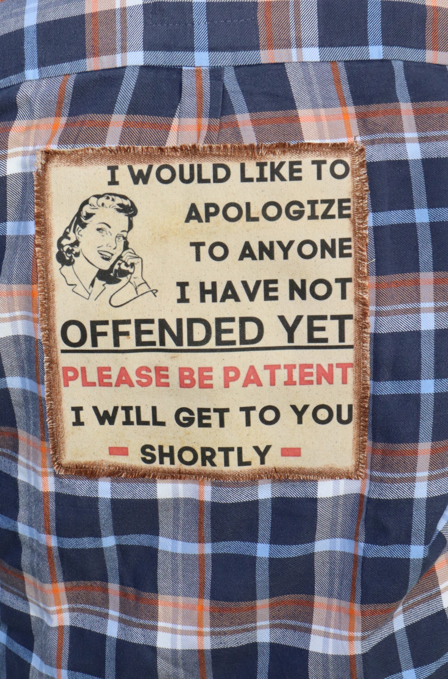 Not Offended Yet Flannel - Orange/Navy