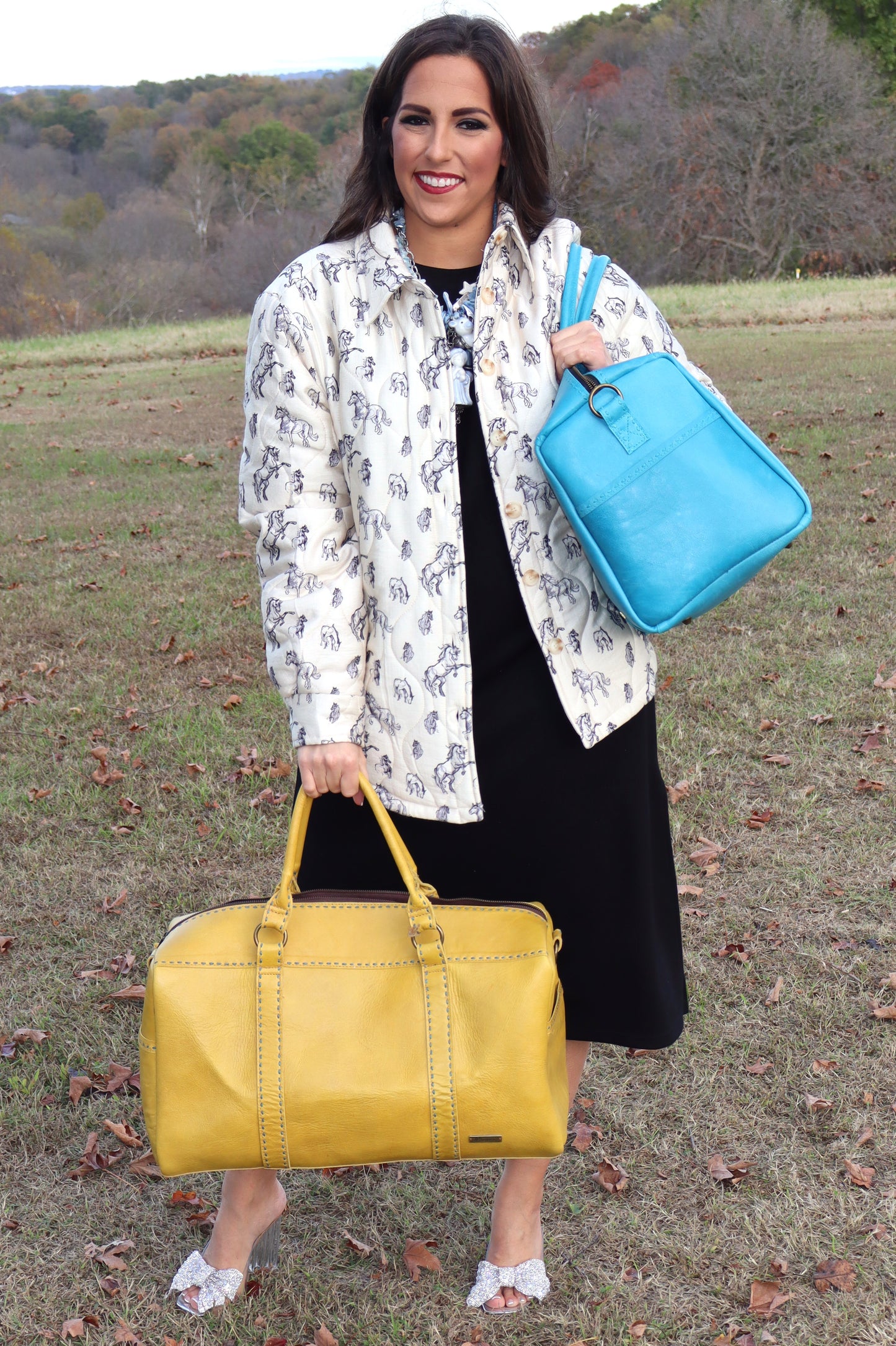 Olivia Duffel - Turquoise with Neutral Stitching