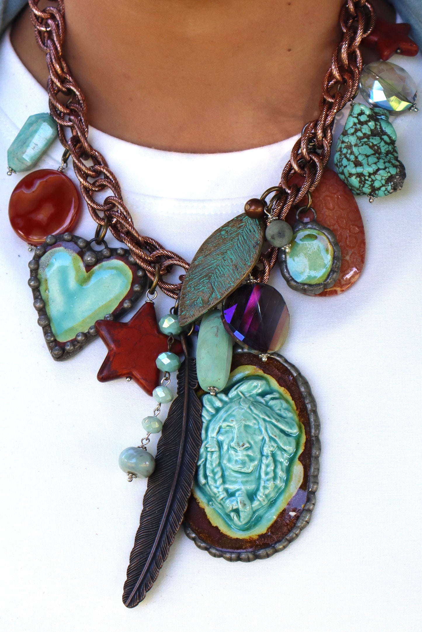 Osiyo Native American Love Necklace - Turquoise/Copper