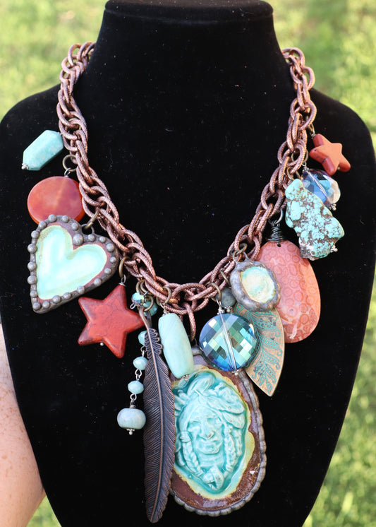 Osiyo Native American Love Necklace - Turquoise/Copper