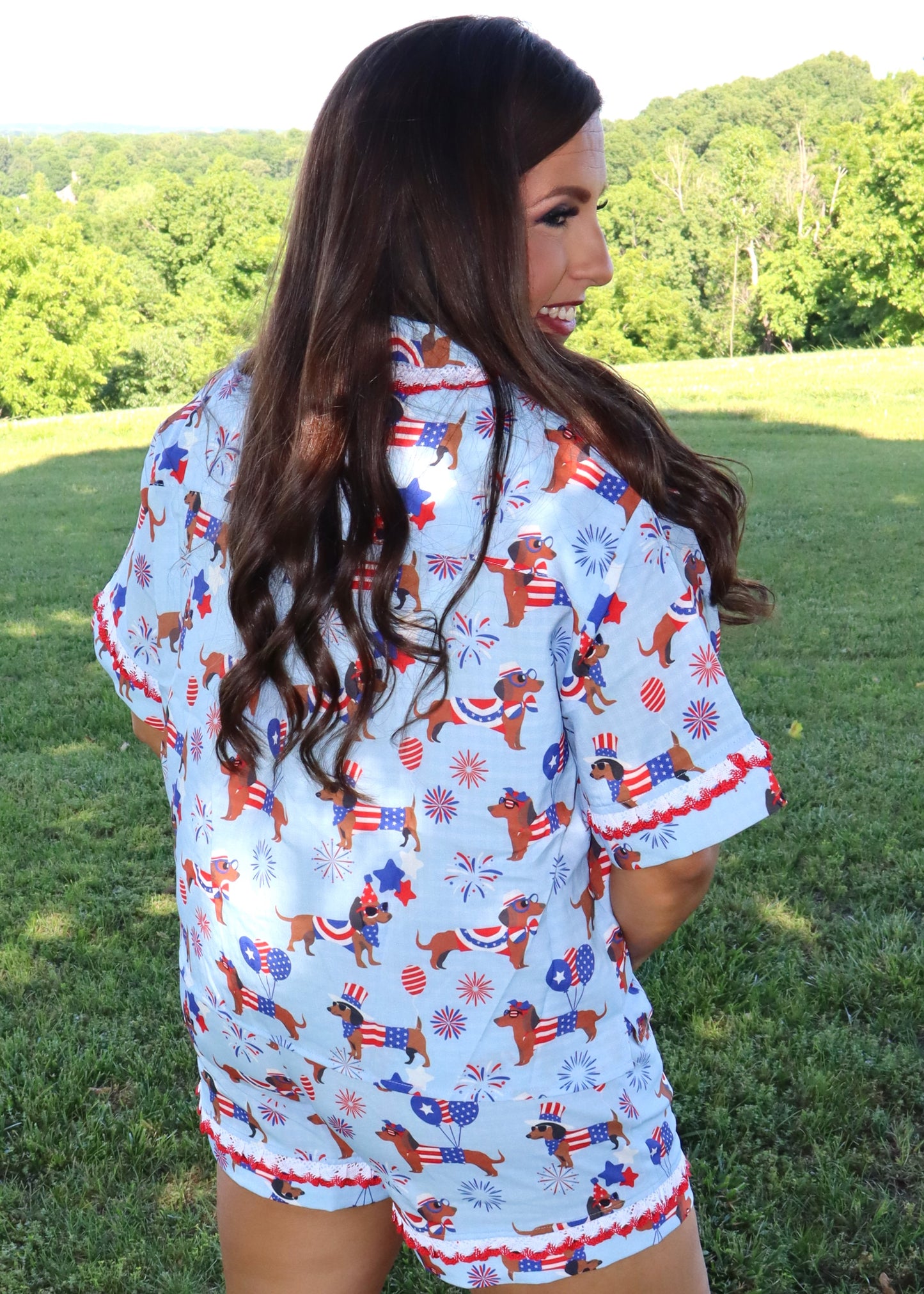 Patriotic Puppy Pajama Set - Blue