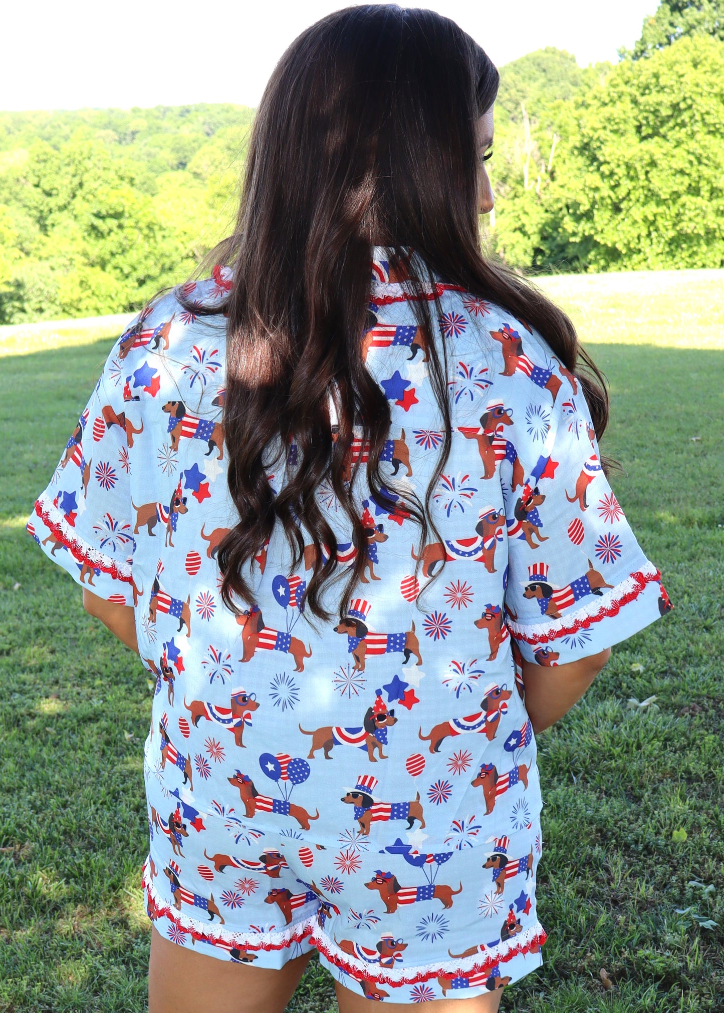 Patriotic Puppy Pajama Set - Blue