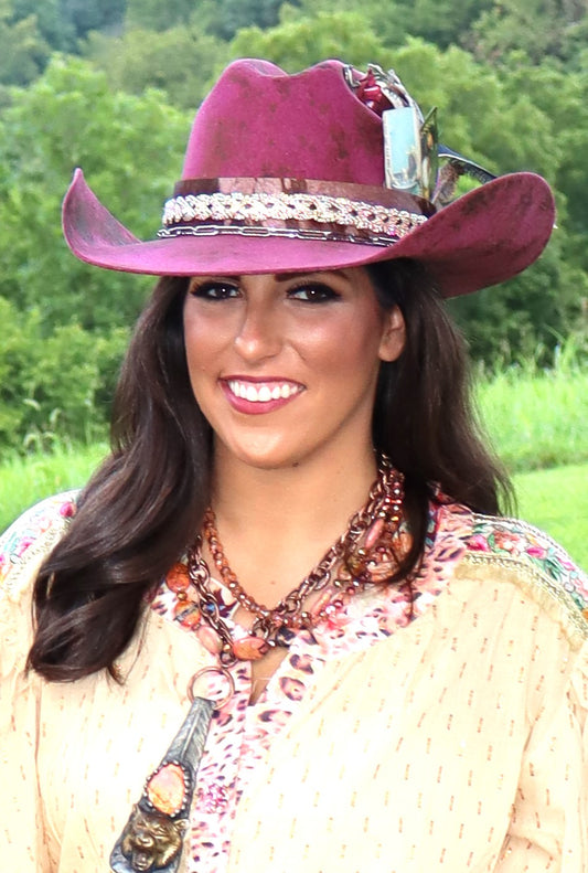 Plum Rose Cowboy Hat - Size Medium