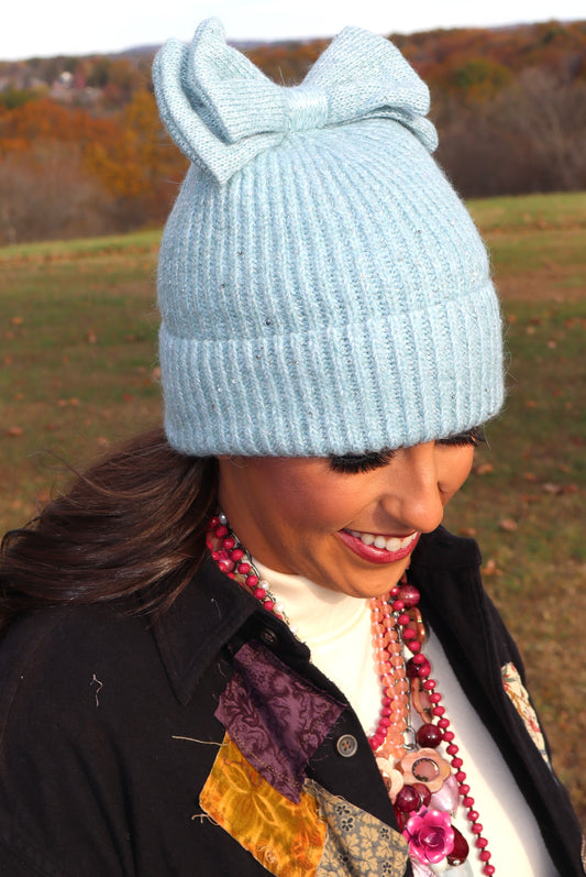 Put A Bow on It Hat - Mint/Silver