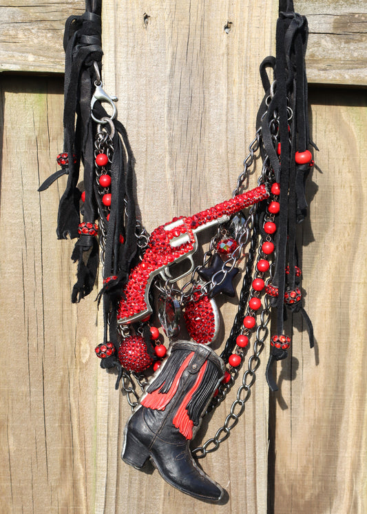 Raider Leather Necklace - Red