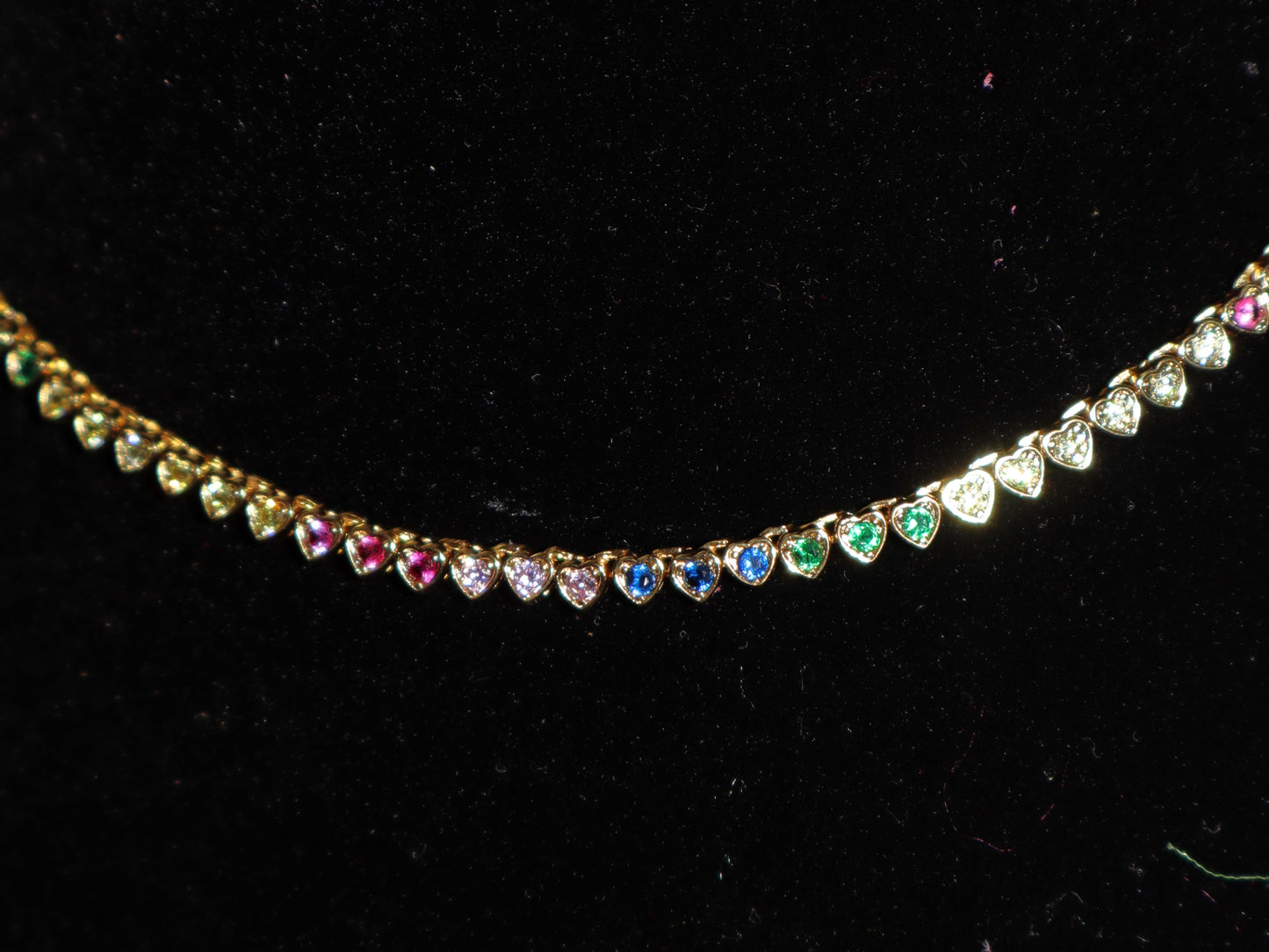 Rainbow Hearts Necklace - Gold