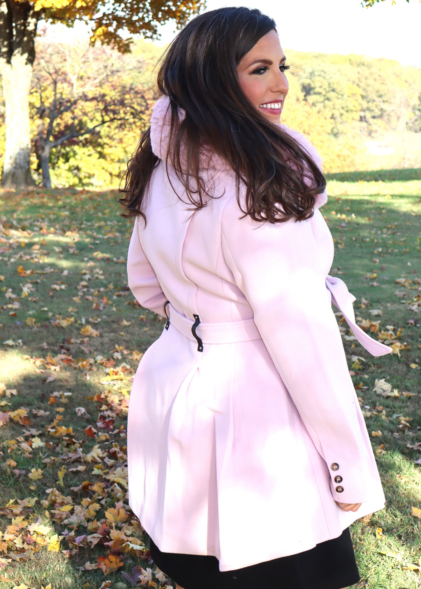 Regal Embrace Faux Fur Coat - Pixie Pink