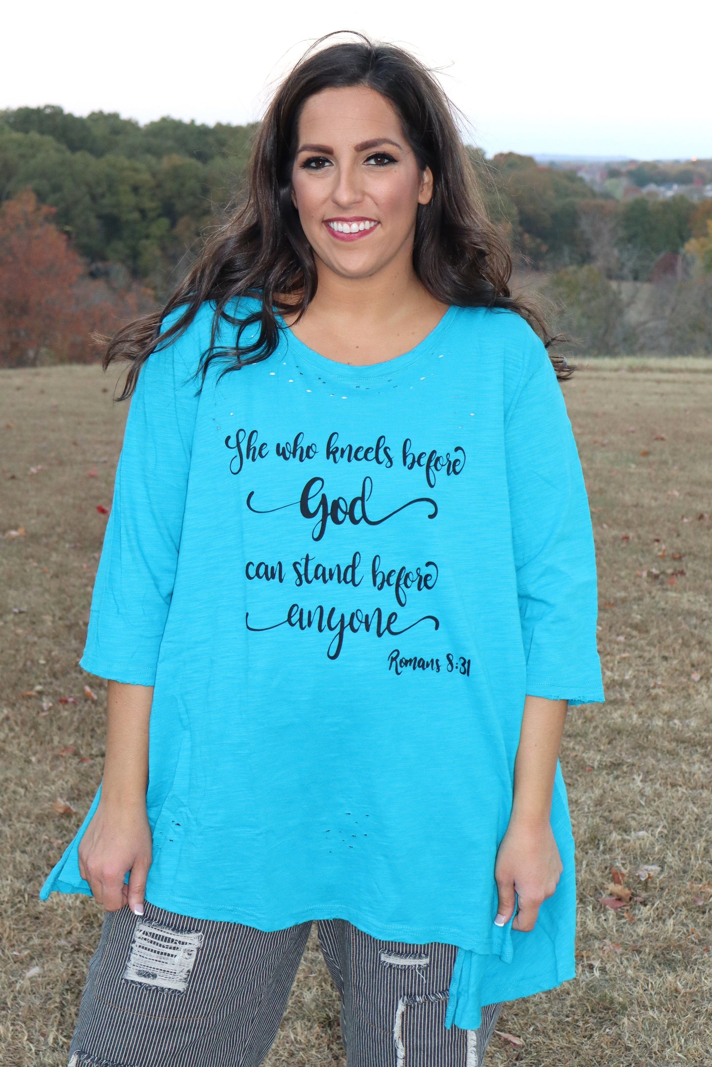 Romans 8:31 Tee-Sky Blue