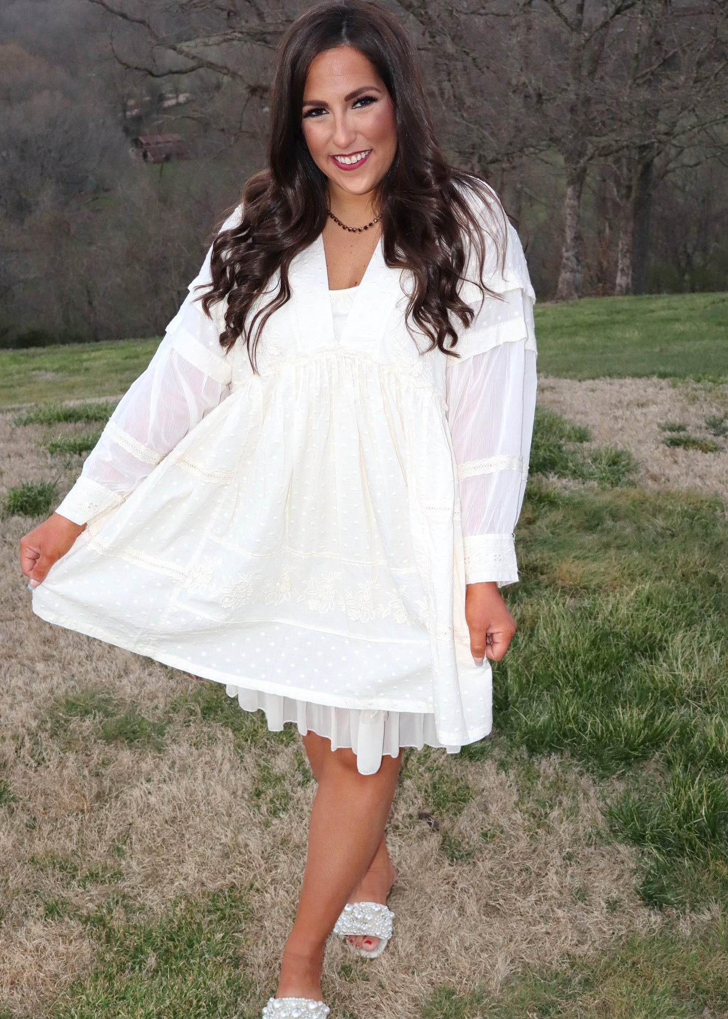 Romantic Views Tunic Dress - Cream