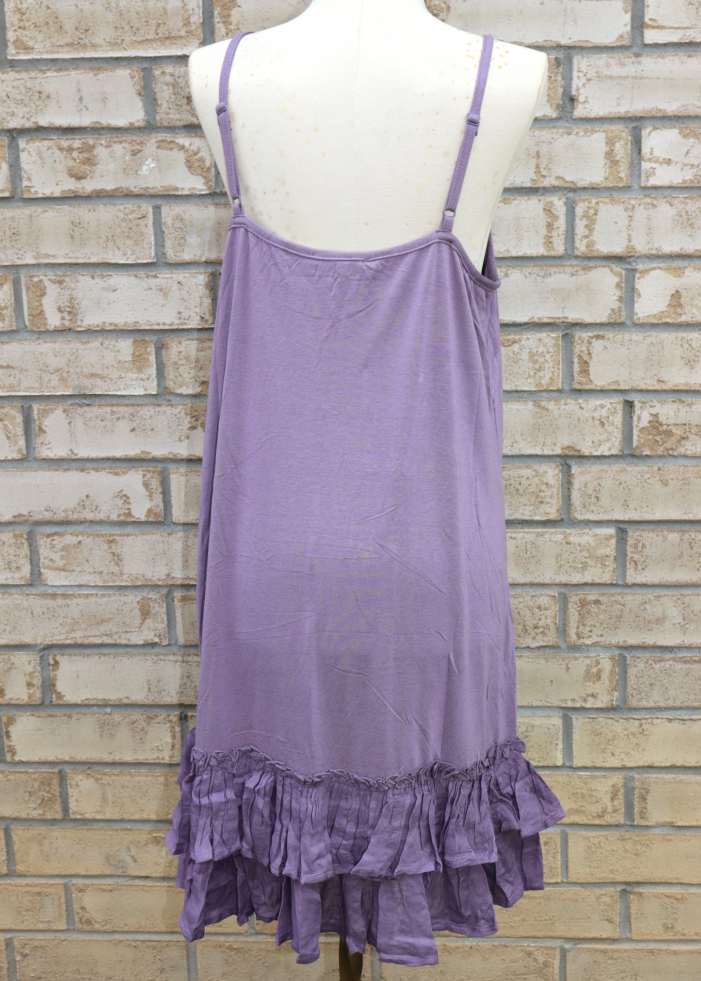 Ruffled Spaghetti Strap Slip Dress - Purple