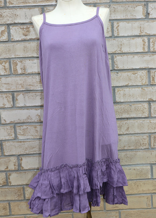 Ruffled Spaghetti Strap Slip Dress - Purple