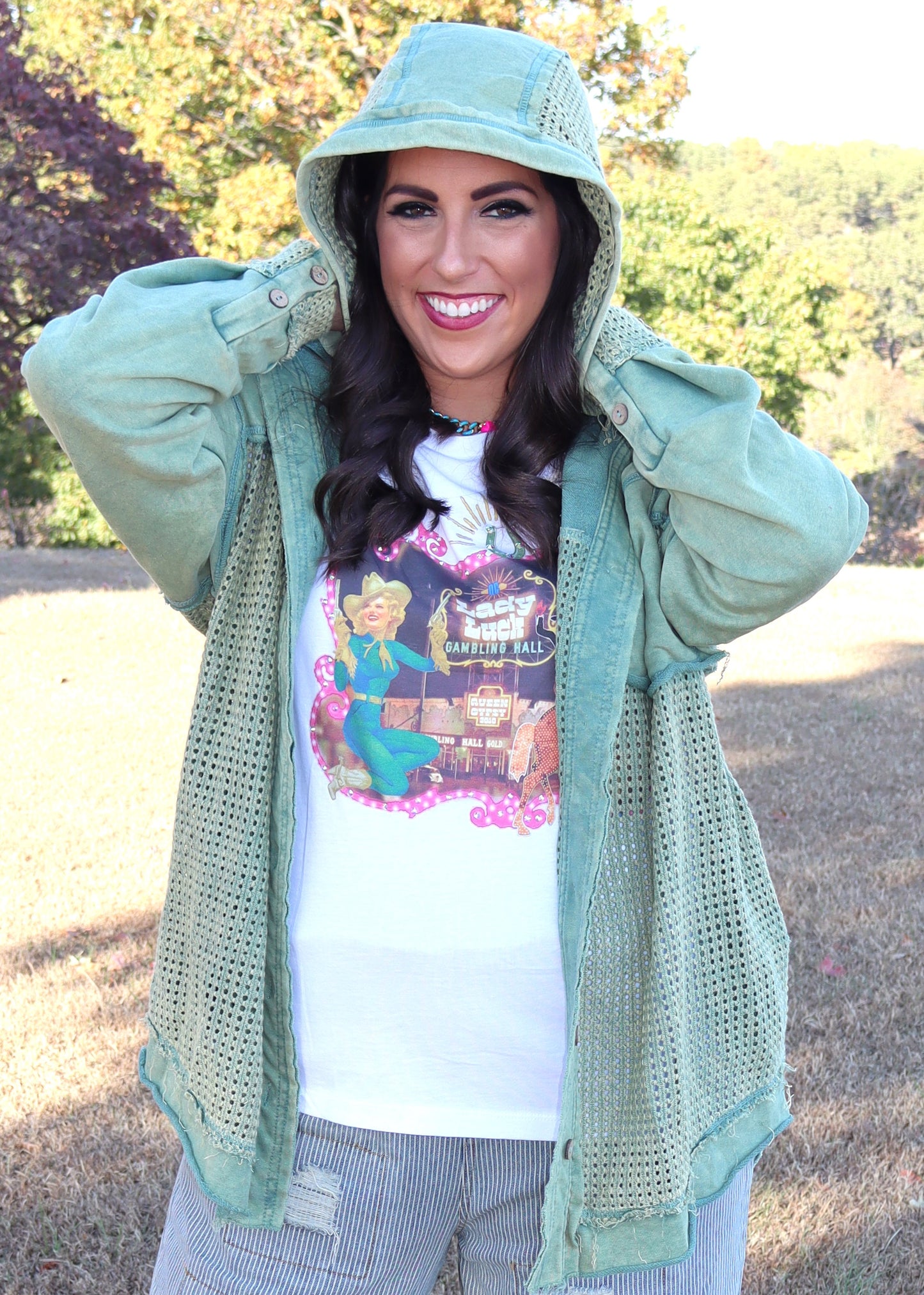 Washed Hoodie Jacket - Sage