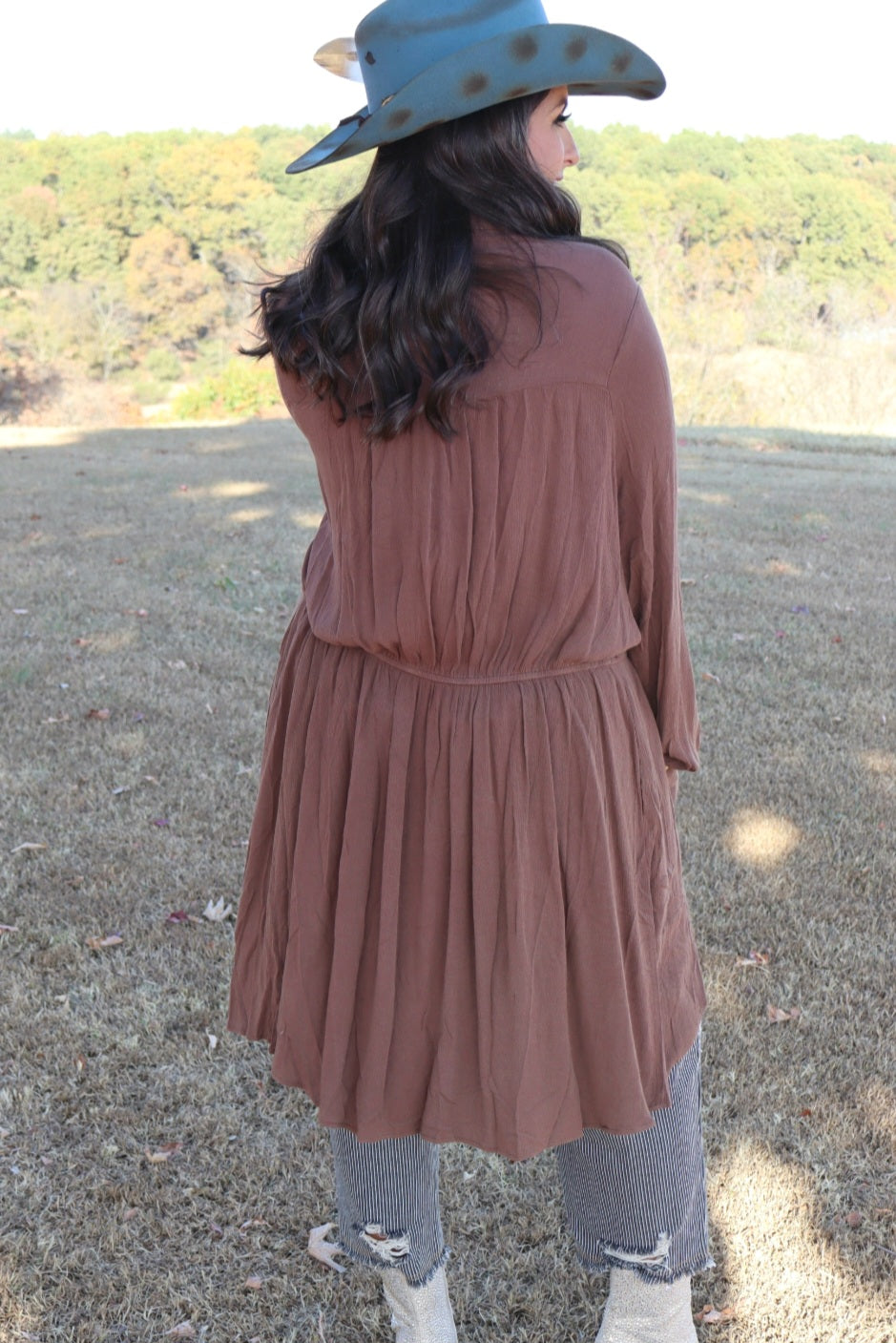 Tie Front Top - Mocha Brown