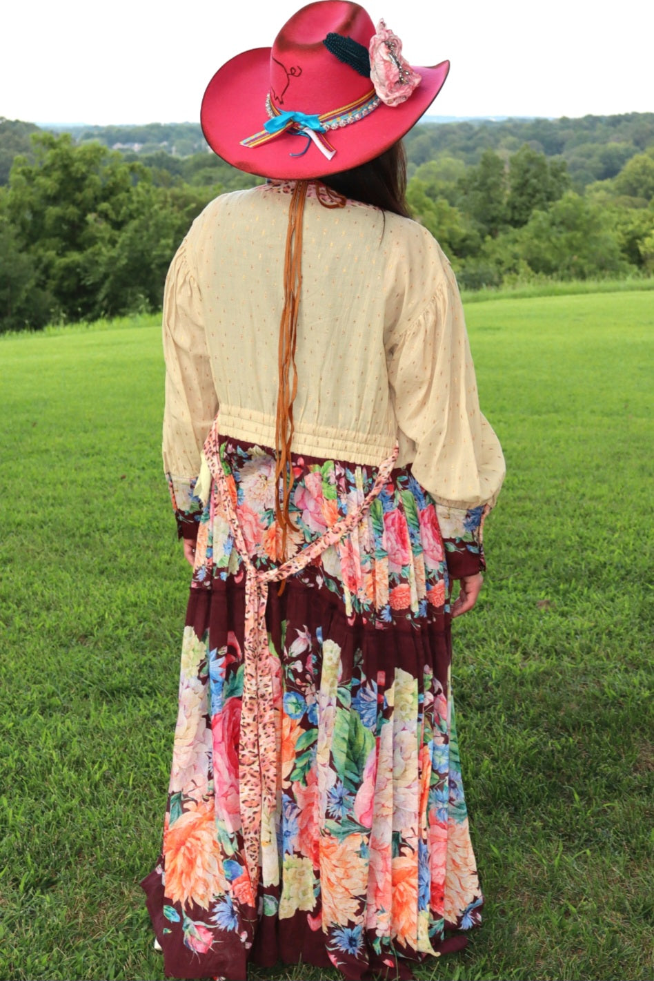 Floral Dreams Maxi Dress/Kimono - Wine