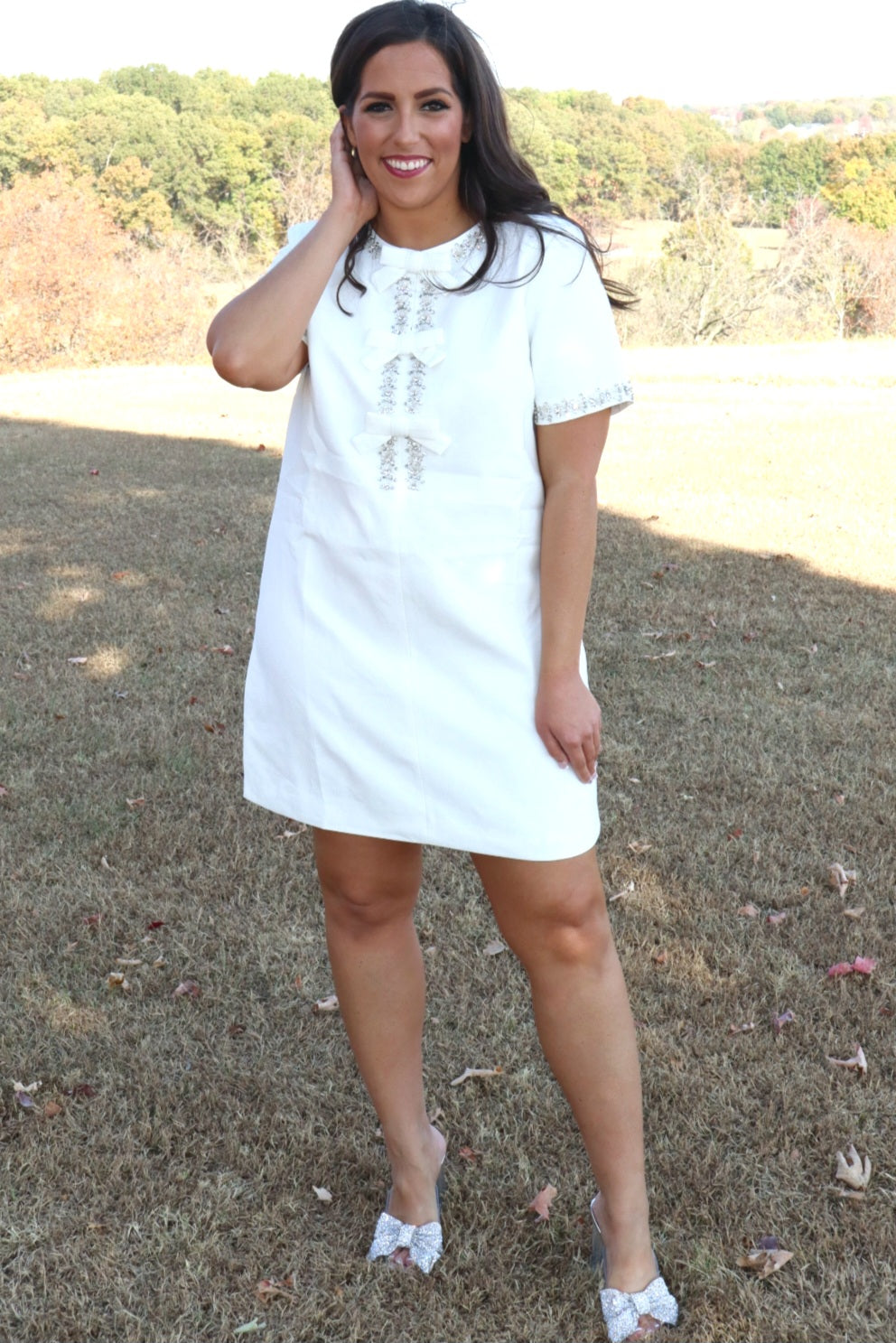 Bow-tiful Moments Shift Dress - White