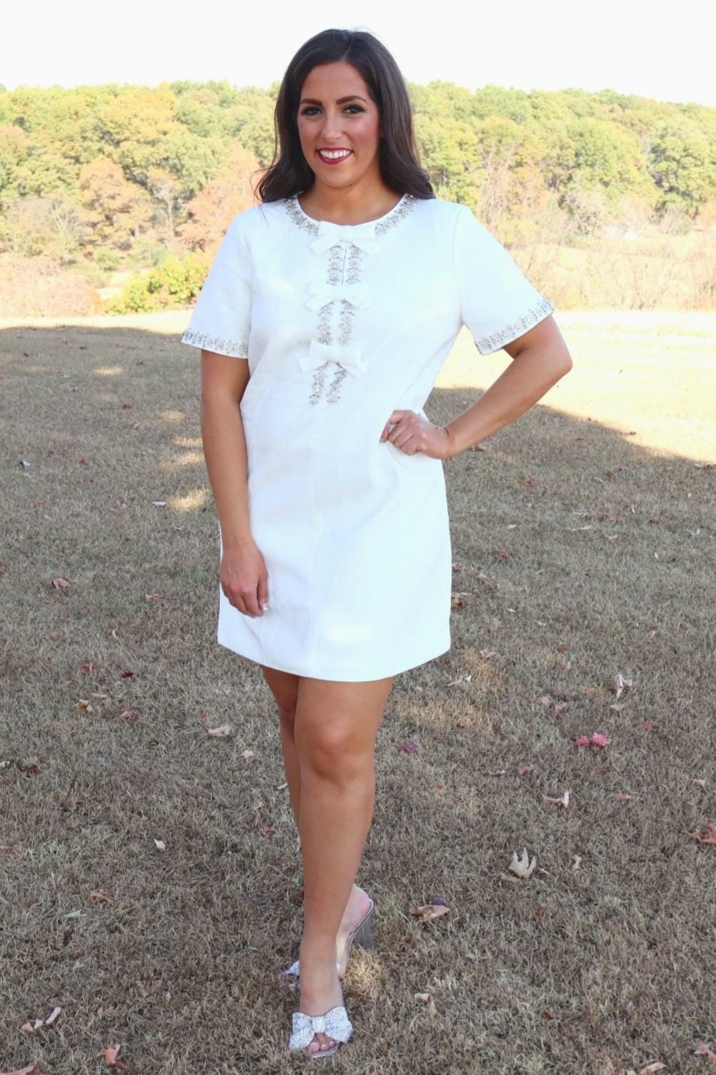 Bow-tiful Moments Shift Dress - White