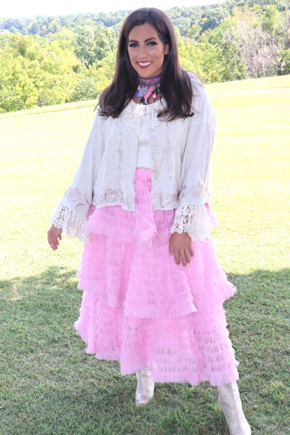 So Many Tiers Tulle Midi Skirt - Bubblegum Pink