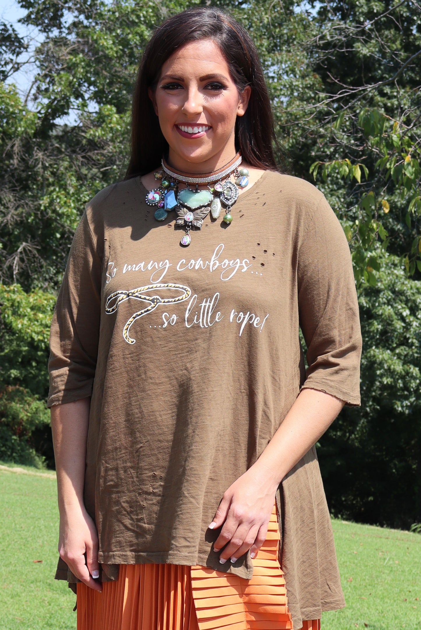 So Many Cowboys, So Little Rope Tee-Army Green