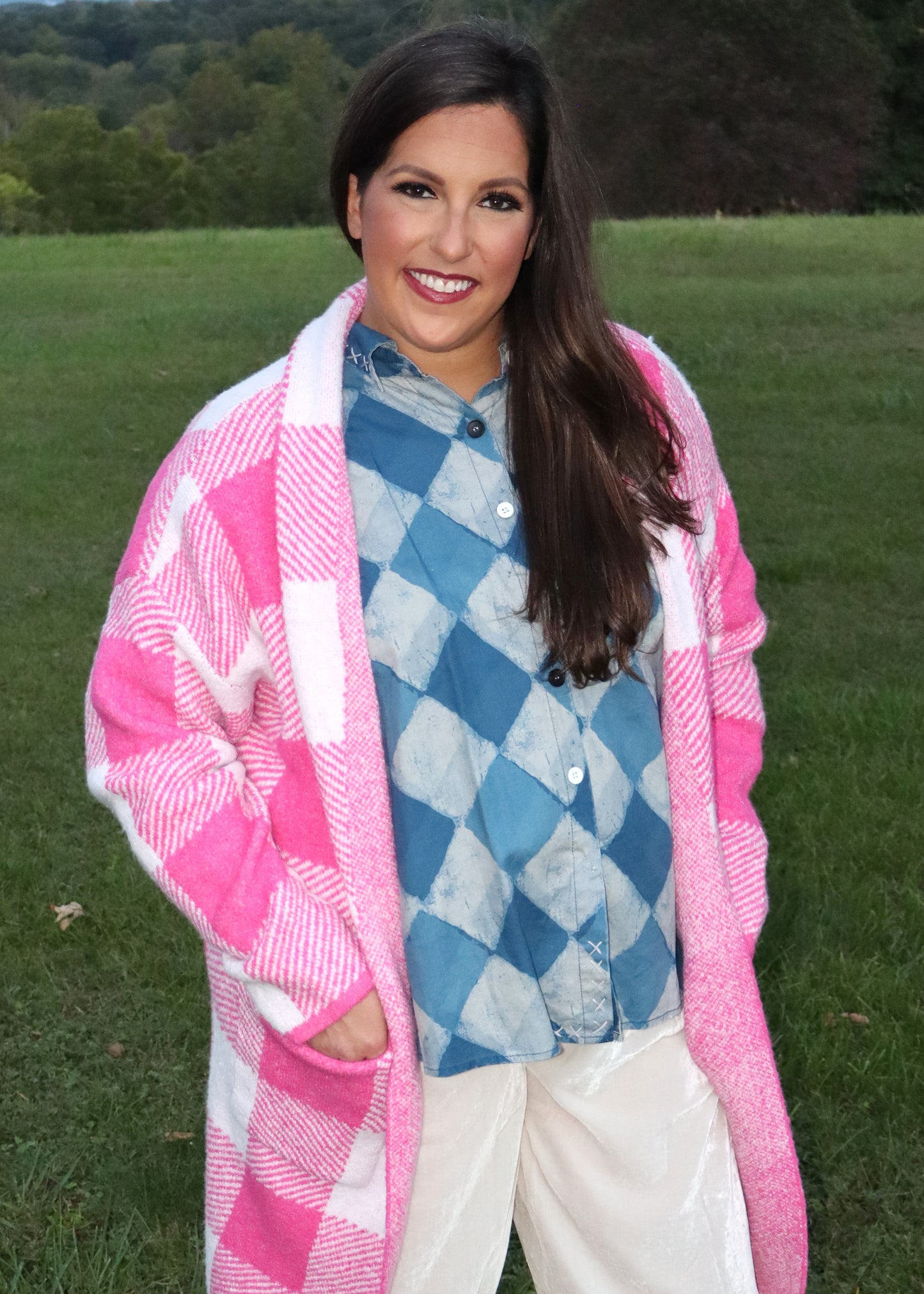 Starburst Button-Up Top Royal Diamond - Denim